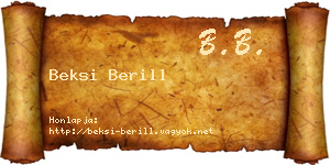 Beksi Berill névjegykártya